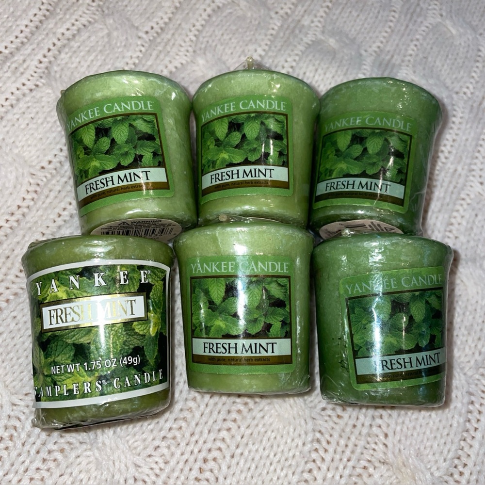 LOT OF 6- Yankee Candle 💚 FRESH MINT Votives/Samplers NEW In cellophane RARE